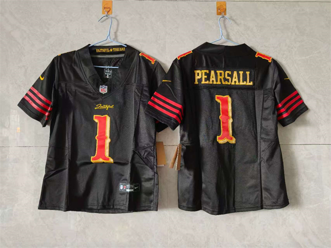 Women's San Francisco 49ers #1 Ricky Pearsall Black 2025 F.U.S.E. “Rivalries” Vapor Limited Stitched Jersey(Run Small)